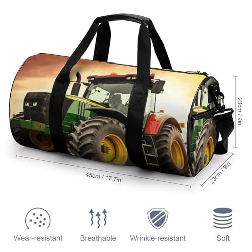 Travel Gym Duffle Bag, Tractor Theme Print Duffle Bags,womens Mens Gym Bag,gym Bags,gym Bag with Shoe Compartment, 17.7in/9in/9in2