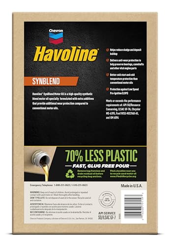 Image of Havoline Motor Oil 5w20 Synthetic Blend Smart Change Engine Oil, 5W-20, 6 Quarts, Pack of 2