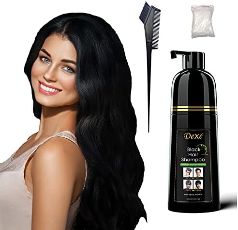 Black Hair Dye YIZHONG ​Hair Dye Shampoo Women Men Permanent Blackest 100% Gray Coverage Salon Dedicated Darkening Hair Coloring 5 Minutes (Natural black)