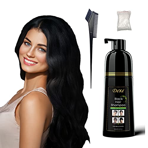 Black Hair Dye YIZHONG â€‹Hair Dye Shampoo Women Men Permanent Blackest 100%Gray Coverage Salon Dedicated Darkening Hair Coloring 5 Minutes (BLACK)
