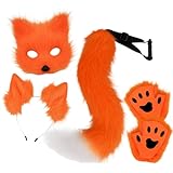 Juego de disfraz de zorro para hombre y gato, máscara de gato Therian, guantes de peluche de cola de zorro, cosplay, juego de carnaval, disfraz de ocio, fiesta, ropa deportiva, disfraz de carnaval