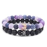 Stil Mode BIJOUX Stein Armband, Dark Purple Fashion 2Pc Set Crown Paar Armbänder für Frauen Stein Armband für Liebhaber Hochzeitsfeier das jährliche Jubiläum von