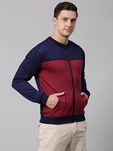 Image of Dennis Lingo Men's Cotton Blend Full Sleeves Panelled Sweatshirt - Regular-Fit, Crew Neck, and Lightweight, Casual Winterwear for Men