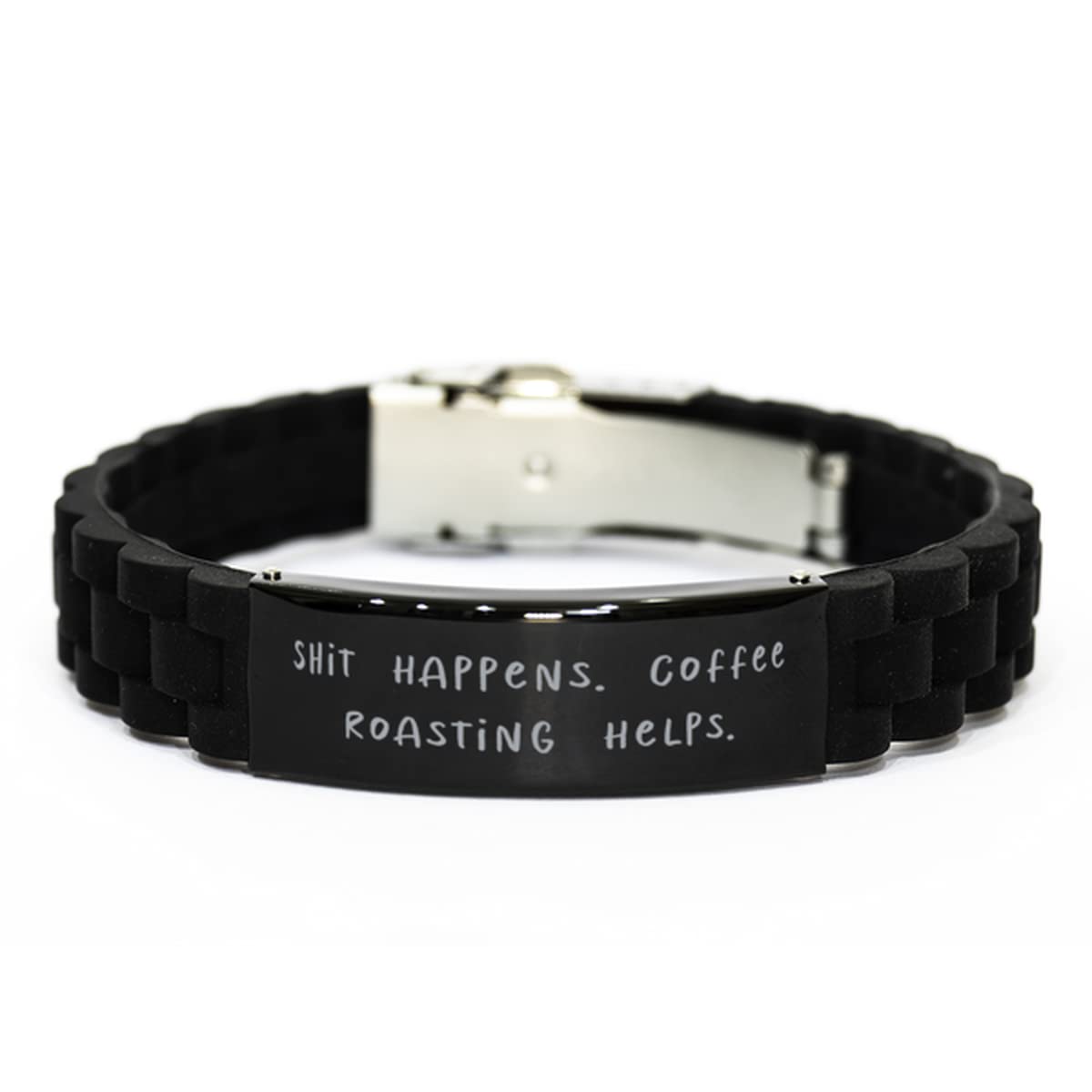 Special Coffee Roasting, Shit Happens. Coffee Roasting Helps, Holiday Black Glidelock Clasp Bracelet for Coffee Roasting