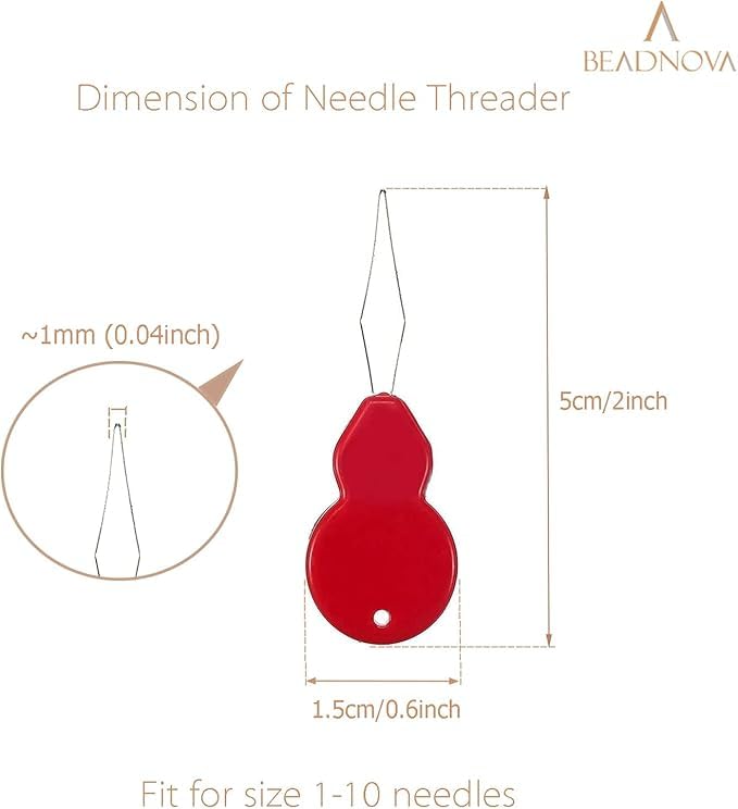 Image of Needle Threader, Small Needle Eye Threader Tool, Easy Threader for Machine and Hand Sewing, Threading, Ideal for Needlework, with Transparent Box, Color Random (6pcs) (5pcs String Threader)