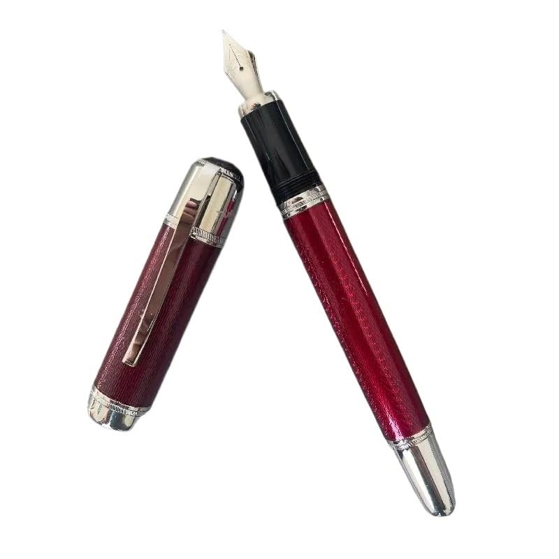 Stylo-plume bleu océan avec support lourd et son étui de protection en cuir