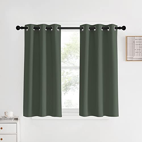 NICETOWN Dark Mallard Blackout Curtain Panels for Bedroom, 2 Panels, W34 x L40-inch, Thermal Insulated Grommet Top Blackout Draperies and Drapes for Basement Dark Mallard 34"W x 40"L (Pack o