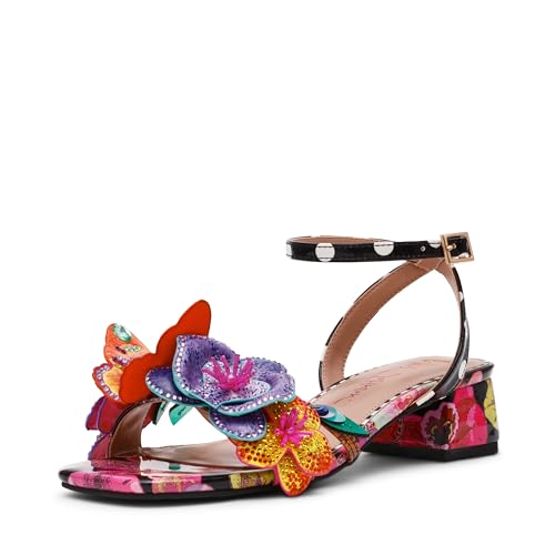 Betsey Johnson Women's Maranda Heeled Sandal, Black Multi, 7.5 M