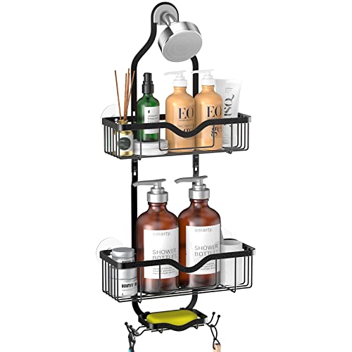 Kerisgo Hanging Shower Caddy, Over Head Shower Caddy Shower Organizer Rack With Soap Dish, Shower Storage Basket For Shampoo, Conditioner, Razors, Soap, Shower Sponge (Black) #TOP7