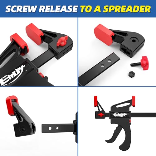 EHDY 36" Bar Clamps for Woodworking 2-Pack, One-Handed Clamp/Spreader, Light-Duty Quick-Change F Clamp with 130 LBS Load Limit, Ideal for Woodworking/Carpentry/Home Improvement/DIY by EHDY - Image 4
