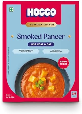 HOCCO Ready To Eat Smoked Paneer Sabji | Just Heat & Eat Food | No Added Perservatives & Colour | Meal Ready In 5 Minutes | Microwaveable Serves 2-300g