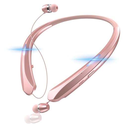 PIMAKOI Bluetooth 5.3 Neckband Bluetooth Headphones,Retractable Headphone with IPX5 Sweatproof & Vibration Calls for Running, Gym, and Sweat-Proof Workouts