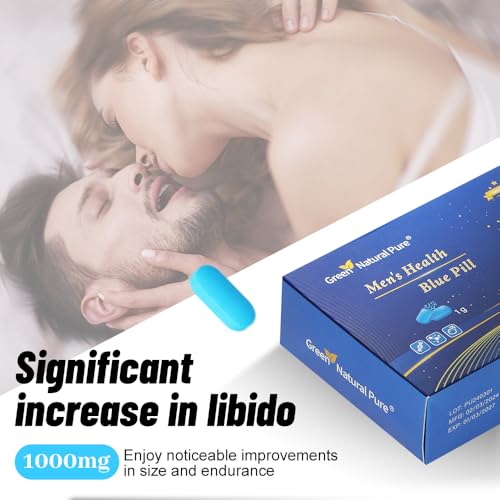 GREEN NATURAL PURE Men's Vitality Supplement, Natural Ingredients Energy Stamina Support Blue Bills for Men, 30 Bills