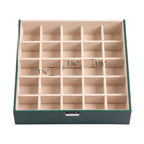 Frebeauty Earring Organizer Classic Jewelry Box 50 Slots Double Layer Jewelry Storage Case with 6 Necklace Hook and Bracelet Pocket(Blackish Green) by Frebeauty - Image 7