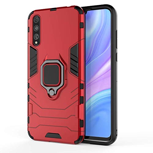 TANYO Funda para Huawei P Smart S (Huawei Y8p), Carcasa TPU/PC Hybrid Case con 360° Soporte, Robusta Silicona Estuche, Antigolpes Cover Caso Rojo