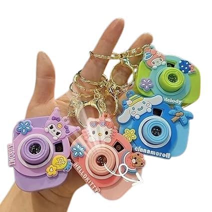Cute Cartoon Camera Keychain for Girls & Kids – Mini Key Ring with Bell – Fun Projection Keychain for Bags, Car, School, Home – Kawaii Gift Accessory for Birthday & Return Gifts(Multicolor)-image-29
