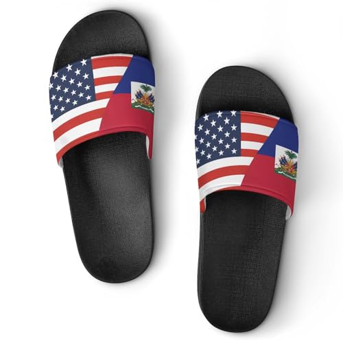 U.S. Haitians Flag House Sandals Non-Slip Bathroom Slippers Beach Summer Shoes for Men Women
