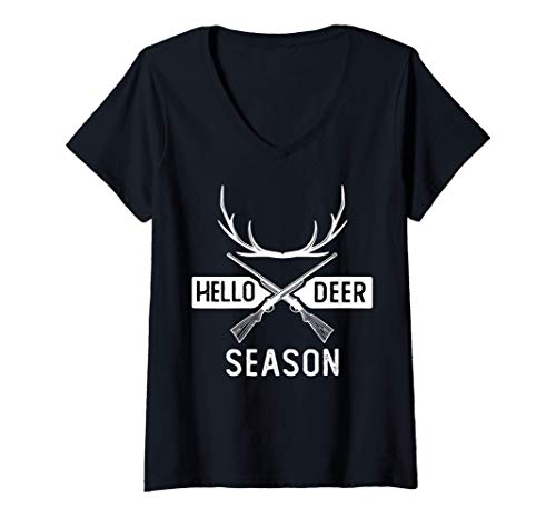 Femme Hello Deer Season Vintage Deer Hunting Lover - Hunter gift T-Shirt avec Col en V