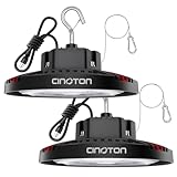 CINOTON 160W UFO LED High Bay Light, Aluminum LED Shop Lights with 24000LM, 5000K Commercial Bay Lighting for Warehouse Garage Workshop Factory Hall, 6' Cable & Safety Rope, ETL Listed 2 Pack