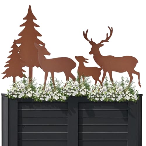 Tulov 5 Stück Gartendeko Weihnachten Metall Rost – Elch Dekofigur,...