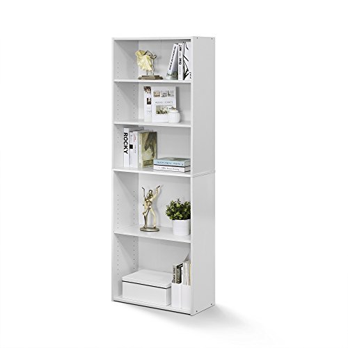 Image of FURINNO Wright 5-Shelf Bookcase, Soft White