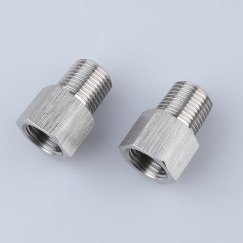 Image of AC PERFORMANCE M10x1.0 Inverted to 1 /8x27 NPT Fittings Stainless Steel 2PCS | Female inverted to male thread adapter, stainless steel for automotive brake lines