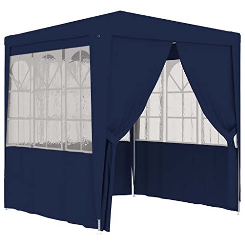 Professional Party Tent with Side Walls - 2.5 x 2.5 m Blue, UV & Water-Resistant Polyethylene, Rust-Resistant Steel Frame, Decorative Windows & Zipper Door, Easy Assembly, Durable Outdoor Gazebo