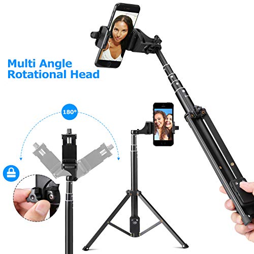 Kwithan Deal Selfie Stick Tripod, Extendable 54 Inch Bluetooth Phone Tripod for Cellphone, Gopro, Attached Wireless Remote Compatible with iPhone/Galaxy/Huawei/Google/Xiaomi