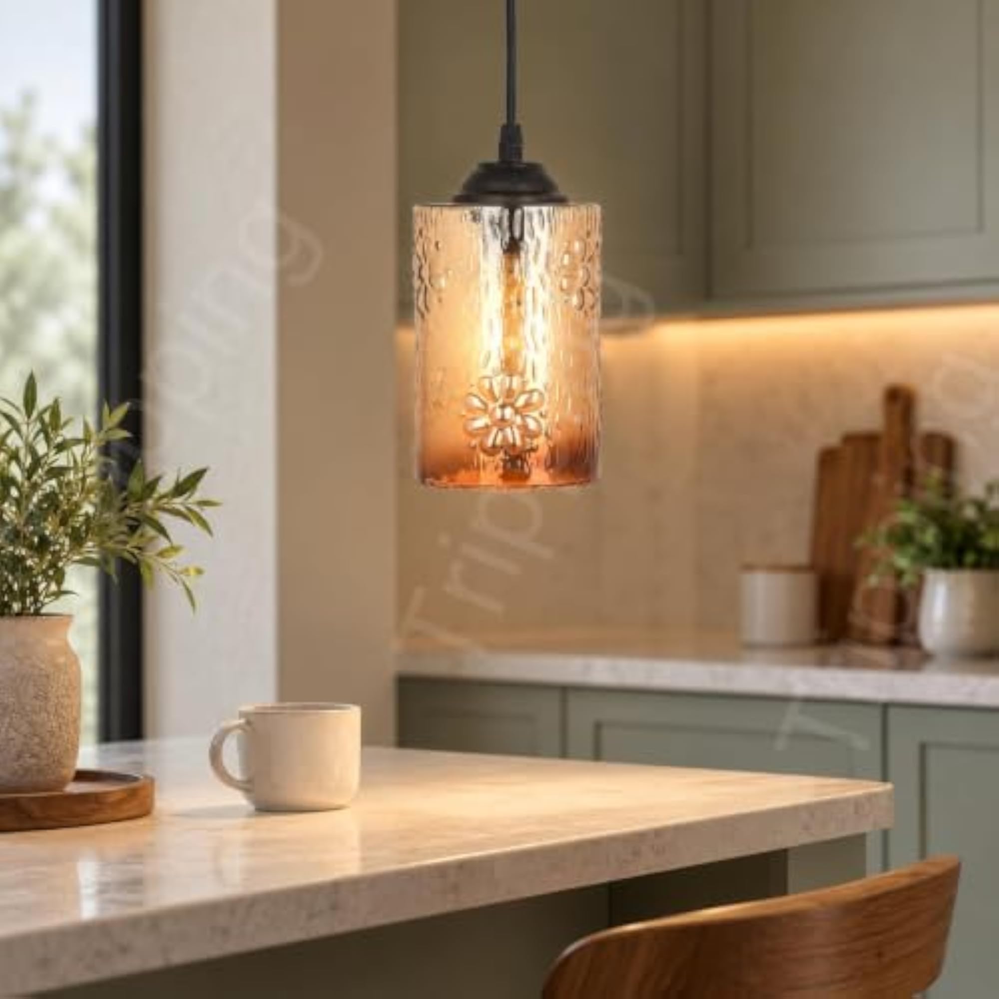 Single Laster Transparent Lampshade Glass Decorative Chandelier