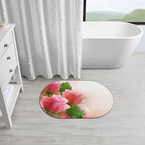 Tapis de douche antidérapant à séchage rapide motif roses roses