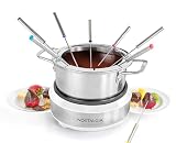 Nostalgia 8-Cup Electric Fondue Pot Set for Cheese & Chocolate - 8 Color-Coded Forks, Temperature Control...