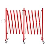 Industrielle Scherengitter Ausziehbar, Metallbarrikade, leicht zu montierende Absperrkette mit Rollen, Outdoor Mobiles Absperrgitter, Gelbes Und Schwarzes Absperrung, 5 Meter, Rot und Weiß
