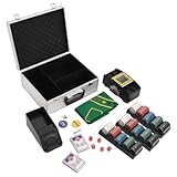 【Ensemble de poker professionnel :】 cet ensemble comprend 5 dés, 1 sabot à cartes, 2 jeux de cartes, 3 supports de jetons, 1 mélangeur de cartes automatique, 1 tapis de jeu, 1 bouton du croupier, 1 bouton de la petite blinde, 1 bouton de la grosse blinde et 300 jetons.