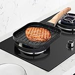 ATopoler Small Nonstick Griddle Pan,Frying Pans with Heat-Resistant Handle,7in Square Grill Pan, Fast Frying and Grilling,Compatible with All Stovetops(Black)