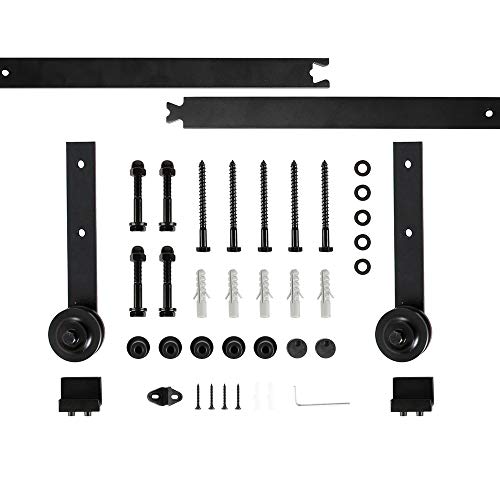 Système de Porte Coulissante, Kit de Rail pour Porte Coulissante, Rail + Roulette, 200 cm (Type de barre)
