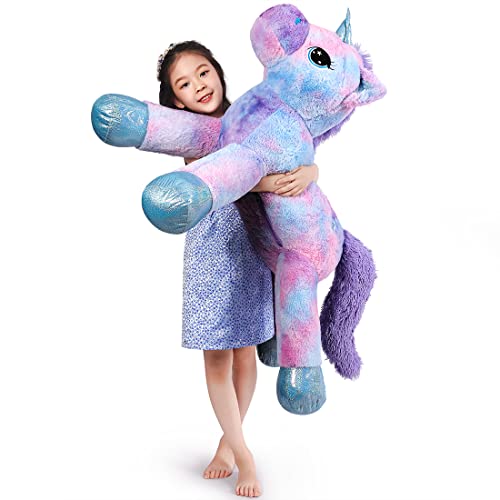 31.5Inch Unicorn Stuffed Animal Plush Toy Huge Soft Unicorn Plush Pillow Large Big Horse Plushy Fluffy Fat Oversized Plushie Multicolored Unicorn Gift For Kids Girls Boys 31.5Inch/80Cm, Colorful #TOP6