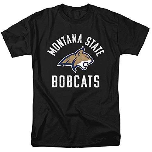 Montana State University Official MSU Bobcats Logo Unisex Adult T-Shirt, Black, Medium