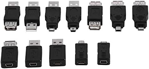 Bewinner 12 Pcs Multiple USB2.0 Adapters Micro/Mini Male Female Converters Connectors F/M Changer Adapter Converter USB Male to Female Adapters for Computer Tablet PC Mobile Phone