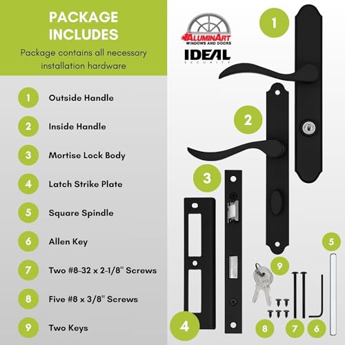 Ideal Security MCMB Curved Mortise Lock Set, Exclusive Replacement for AluminArt Storm Doors and Screen Doors, Adjustable 3/4" Backset, Matte Black by Ideal Security - Image 6