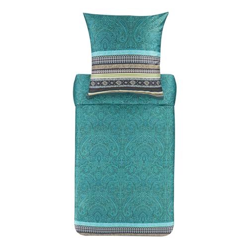 Bassetti Maser Bettwäsche + 1 Kissenhülle aus 100% Baumwollsatin in der Farbe Waldgrün V1, Maße: 135x200 + 1 K 80x80 cm - 9325837, Grün