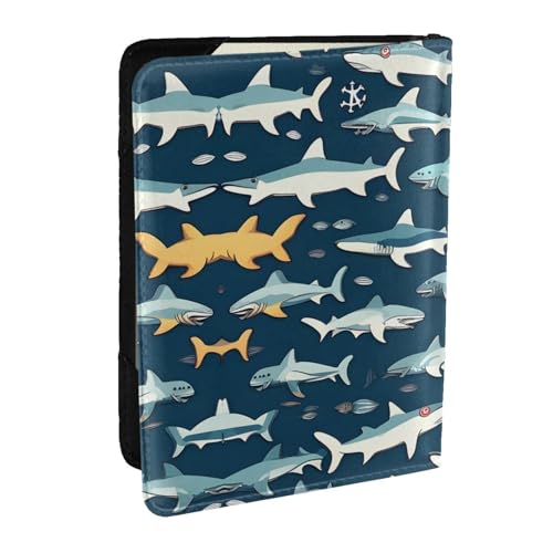 Cadeau de voyage idéal : étui passeport requins en cuir