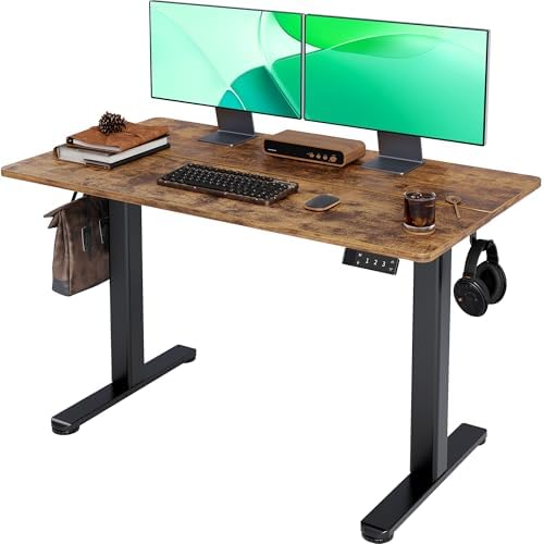 Claiks Electric Height Adjustable Standing Desk, 48x24 Inch, Rustic Brown
