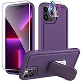 HoneyAKE for iPhone 13 Pro Max Case with Stand, Screen Protector and Camera Lens Protector Liquid Si