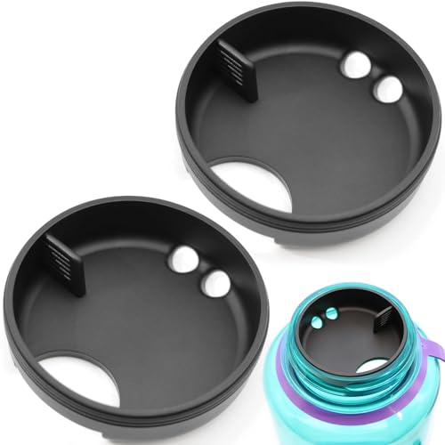 LUTQ 2-Pack Silicone Splashguard Compatible with Splash Guard 32 Oz 53mm Wide Mouth Water Bottle Accessories Fit for All Wide-Necked Bottles with 53 mm Opening Obsidian Black