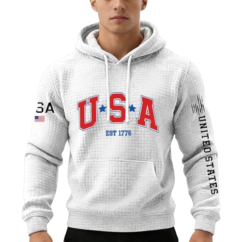 Sudadera con Capucha Bandera Estadounidense de Estilo Oversize Blanco XXL 2