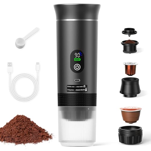 CIGAA Portable Coffee Maker, Travel Coffee Maker and Portable Espresso Machine with Fast Heating, 3 Brewing Modes, LED Display, Self-Cleaning for Home Office and Outdoor Use
