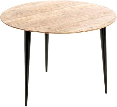 HAKU Mobel Side Table, Acacia, Black, Solid Wood, Metal, Dimensions Height 46 x Diameter 65 cm, Style Modern
