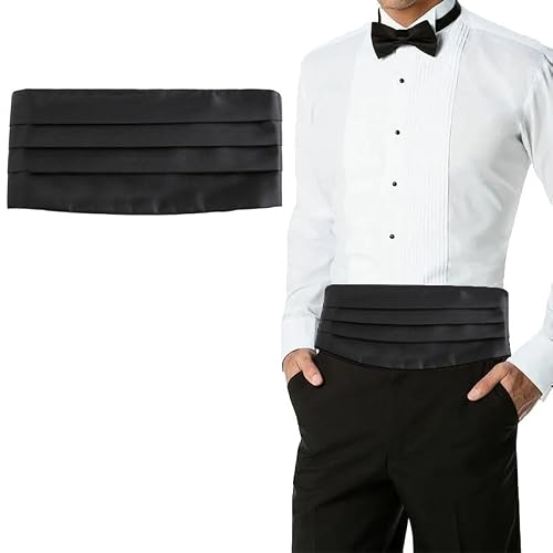 Vmoomax Cummerbund Ceinture de smoking réglable classique plissée pour homme Noir Pour tout événement formel, mariage, bal, fête, occasions spéciales