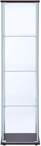 Miniatura 10 de BOWERY HILL Vitrina de cristal de 4 estantes con vigas de soporte cromadas y parte superiorbase blanca