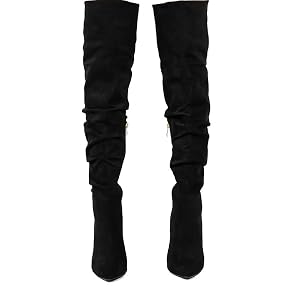 Womens fall and winter show thin pointed over knee pile shoes with thin heel Womens boots